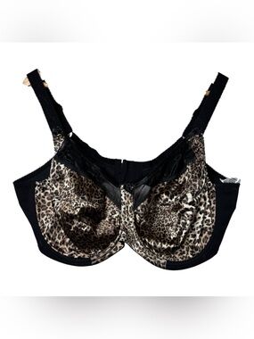 Goddess Bra 46DDD Leopard Black Lace Underwire Full Coverage Support GD6160 NEW